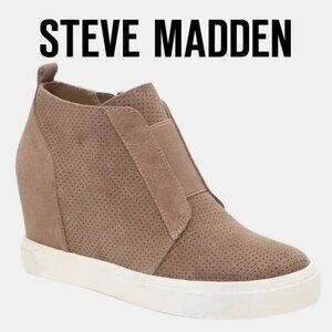 Steve Madden Ankle Booties | Women's Size 10 | Taupe Suede | Platform Wedge